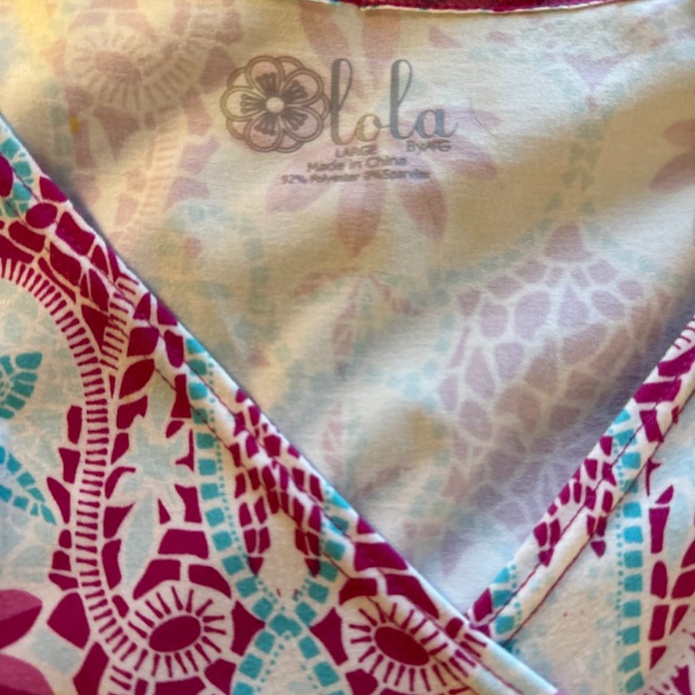 Lola Womens Surplice Neckline Sleeveless Pink Floral A Line Summer Dress Size L - Picture 3 of 9